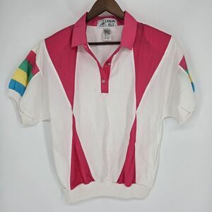Vintage Casual Isle Top Large 80s 90s Retro Sporty Neon Pop